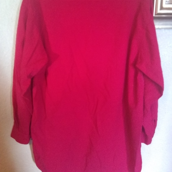 EUC Color Me Cotton Pink Floral Lace Button Up Long Sleeve Blouse size Medium - Picture 5 of 5